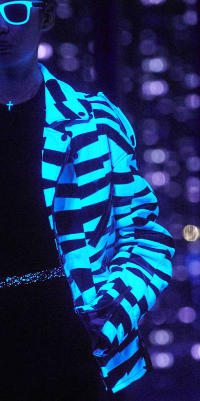 Black light project - Black-light leather jacket treated by Invenio Flory for Saint Laurent