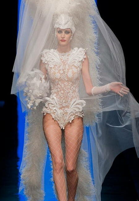 Shifting Butterflies - Haute couture bridal embroidery created by Invenio Flory for Jean Paul Gaultier