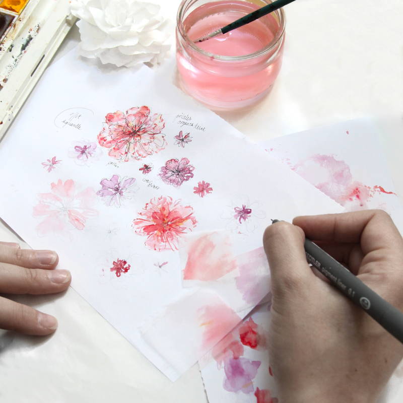 Painting and Drawing - Floral sketch - Invenio Flory