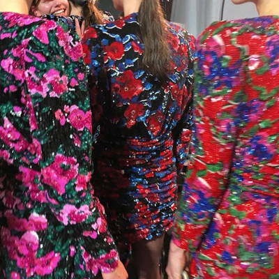 Pop Flowers - Floral dress embroidery created by Invenio Flory for Saint Laurent