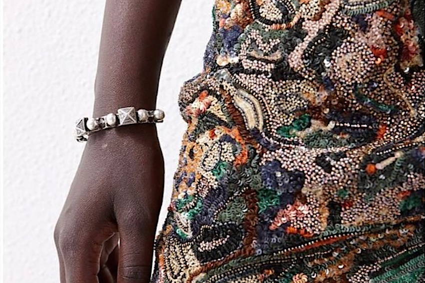 Antique Fabric - Embroidered trompe-l'œil pattern created by Invenio Flory for Saint Laurent